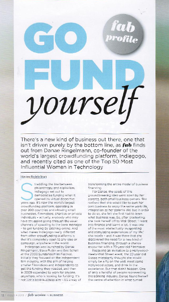 Magazine clipping with the heading Go fund yourself